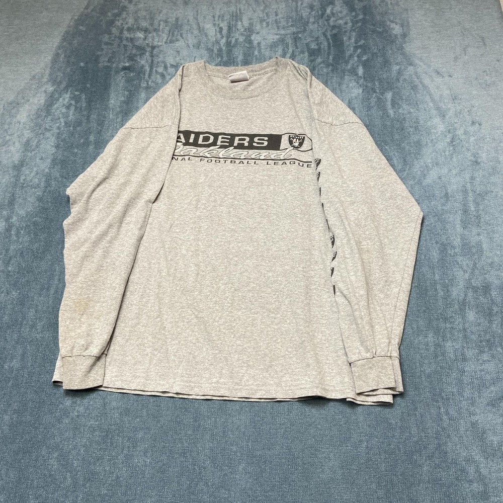 Vintage NFL Shirt Mens Large Heather Gray Las Vegas Raiders Performance Sports